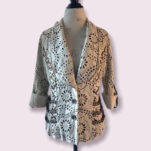 Boho Crochet Beaded Blazer Alberto Makali Large